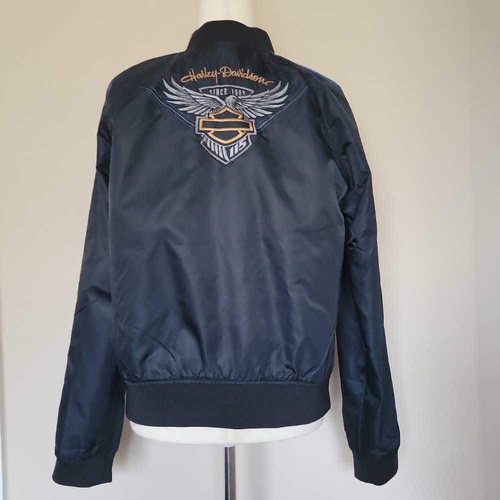 Harley-Davidson 115 Years Anniversary Womens Sz L Jacket Nylon Biker Moto Racer